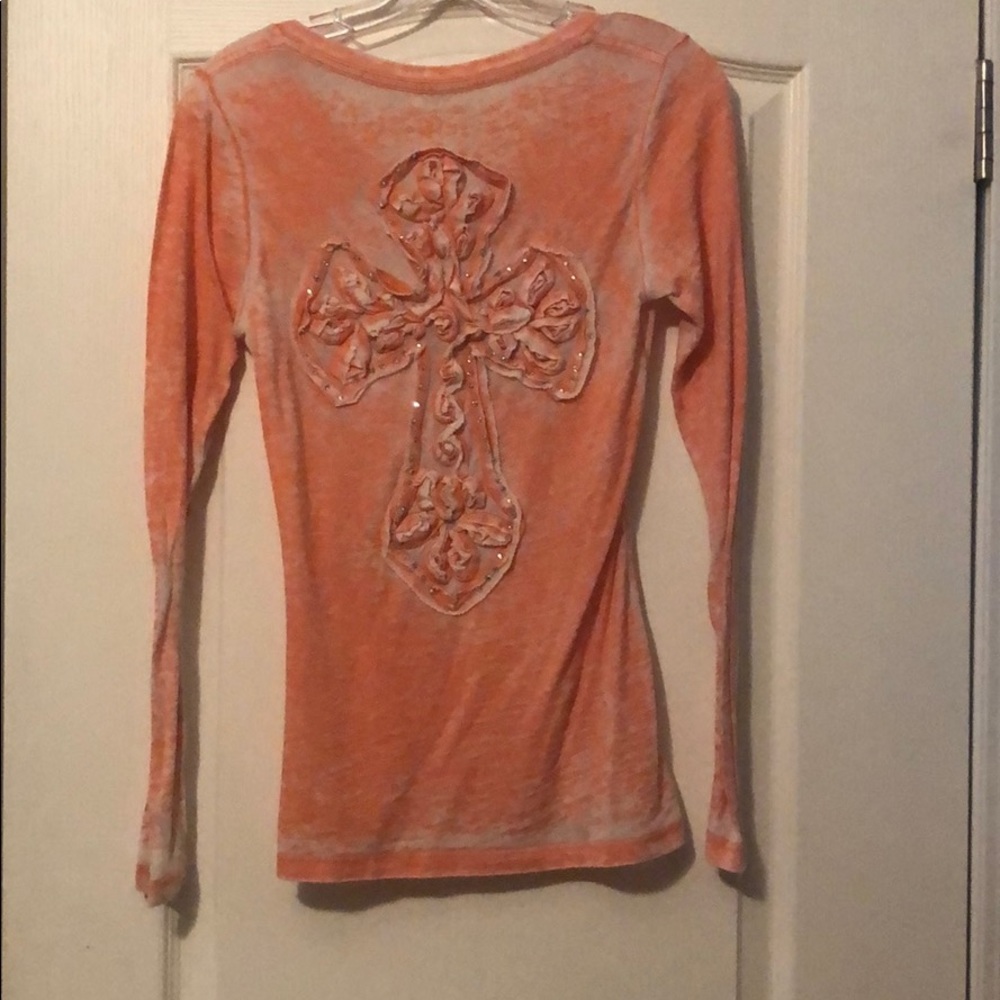 Velvet Stone long sleeve V neck top